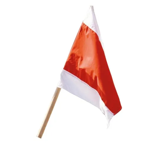 Warnfahne orange/weiß | Warnsignal, Signalfahne, Warnpflagge, Fahne mit 80cm langem Holzstab