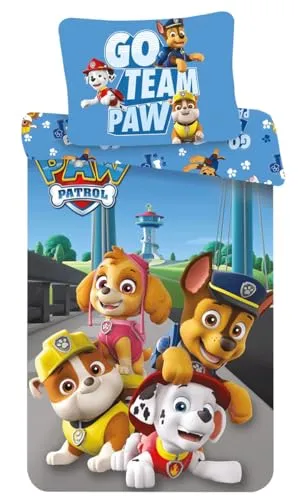 PAW PATROL Kinderbettwäsche, Renforcé, 2-teilig - Bettwäsche-Set mit PAW PATROL Motiv, aus 100% Baumwolle, pflegeleicht und für den Trockner geeignet – ideal für kleine Fans!