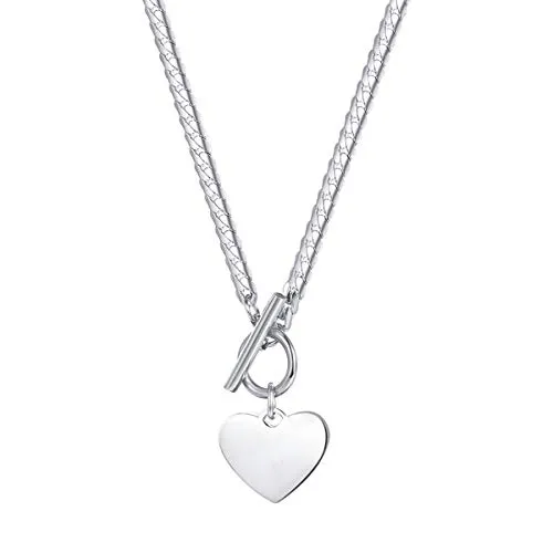 Happiness Boutique Damen Kette Herz Anhänger - Ketten für Damen, 100% wasserdichte T-Steg Halskette aus hochwertigem Chirurgenstahl, ideal für stilvolle Layering Looks und personalisierbar durch gravierbaren Anhänger.