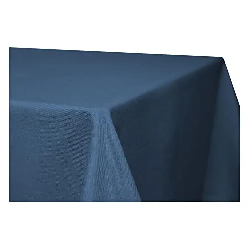 Tischdecke 90 x 90 cm rechteckig Blau Leinenoptik Lotuseffekt Tischwäsche Wasserabweisend Tischtuch Fleckenabweisend Bügelfrei Abwischbar Waschbar Innen und Außen Perleffekt