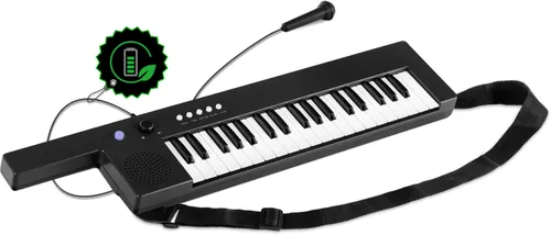 McGrey KT-3712 Kinderkeyboard Schwarz - Kinderkeyboard mit 37 Tasten, tragbar und vielseitig - ideal für kleine Musiker mit Mikrofon, Akku- und USB-Betrieb, 4 Klangfarben und 10 Demosongs.