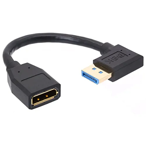 8K 90 Grad Winkel Displayport 1.4 Verlängerungskabel, Displayport Stecker auf Buchse, Displayport Kabel Kabel Kabel für HP Dell Asus 8K @ 60Hz 4K @ 144Hz 1080p @ 240HZ 15cm (unten) (Right)