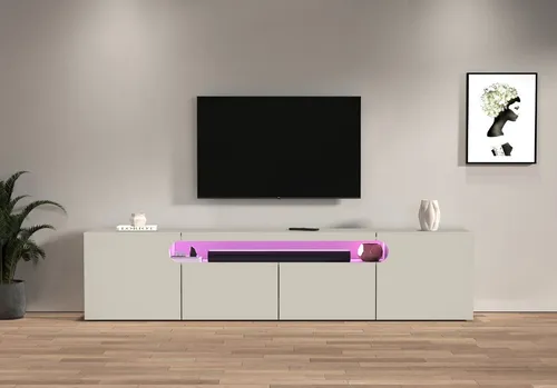 Home affaire Lowboard REAL TV-Möbel, 240 cm breit, 40/60 cm hoch, Hochglanz oder matt, Mit 4 Türen, davon 2 abgerundet, die ein ovales offenes Fach bilden