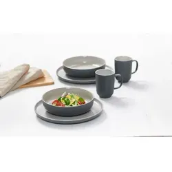 Ritzenhoff & Breker JASPER Schale 4er Set - Grau, ø 19 cm - Schalen & Schüsseln: Elegantes 4er Set aus grauen JASPER Schalen mit einzigartiger Mattglasur und Soft-Touch-Haptik, spülmaschinengeeignet für müheloses Reinigen.