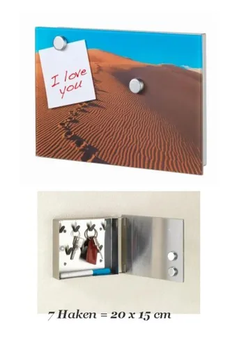 Schlüsselkasten Edelstahl mit Glas Magnettafel Memoboard Schlüsselschrank