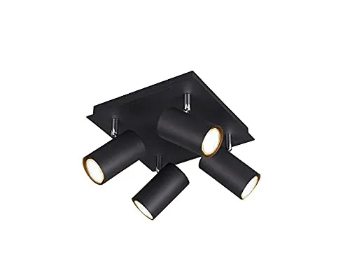 Trio Leuchten Deckenleuchte Marley 802430432, 4-flammige Metallleuchte in Schwarz matt - Moderne Deckenleuchte Marley, 4-flammig und dreh- sowie schwenkbar für flexible Lichtgestaltung. Ideal für stilvolle Räume, exklusive Leuchtmittel.