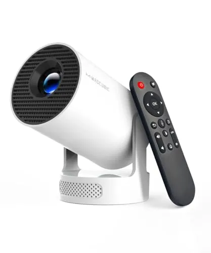 Magcubic Mini Beamer 4K FHD 1080P Unterstützt, Smart Projektor Android 14 | Klein tragbar für Heimkino, TV & Handy WiFi 6 Bluetooth 5.4 Integrierte App Auto-Trapezkorrektur 180° Drehbar 5W Lautsprecher