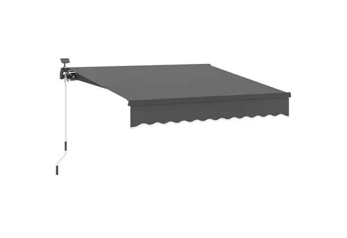 Outsunny Markise mit Handkurbel und Solar-Lichtern, 300 cm breit, Grau - Markisen für Terrasse und Balkon mit solarbetriebenen LED-Lichtern und UPF 50+ Schutz. Ideal für gemütliche Abende im Freien und perfekten Schatten.