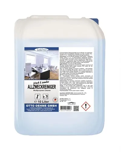 Lorito frisch & sauber Allzweckreiniger, 10 Liter Konzentrat, intensiver und schaumstarker Allesreiniger für Reinigung aller Flächen, Hartböden, Wände und Fliesen