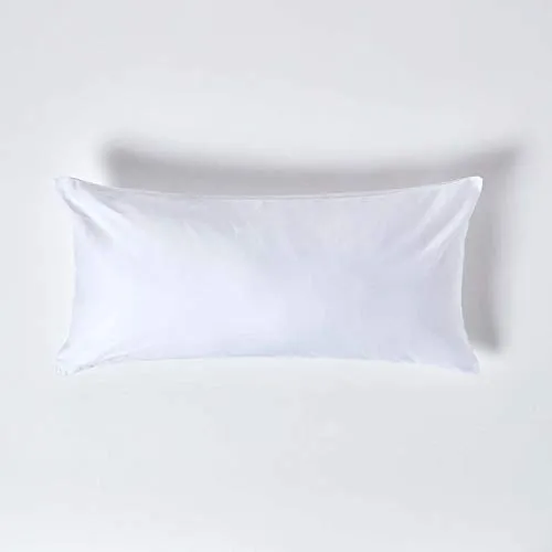 HOMESCAPES Luxus Kissenbezug weiß 40x80 cm, 100% ägyptische Baumwolle, Kissenhülle Fadendichte 1000