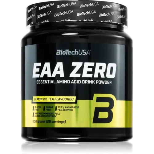 BioTech USA EAA Zero Zitronen-Eistee, 350 g Dose - Protein Shakes & Muskelaufbau, zuckerfreies EAA-Pulver für optimale Regeneration und Muskelaufbau mit erfrischendem Zitronen-Eistee-Geschmack.