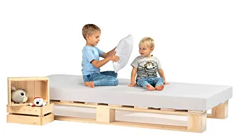 sunnypillow Palettenbett 80x200 cm aus massivem Fichtenholz