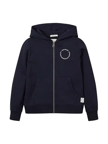 TOM TAILOR Jungen Sweatjacke mit Print aus Bio-Baumwolle - Kapuzenpullover für Jungen, aus umweltfreundlicher Bio-Baumwolle, mit stylishen Eingriffstaschen und komfortablem Regular Fit für optimale Bewegungsfreiheit.