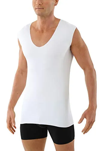 ALBERT KREUZ Herren Unterhemd randlos Lasercut nahtlos Clean Cut Deep-V ohne Arm weiß 06/L