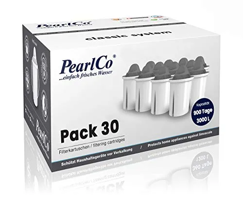 PearlCo - Protect+ classic Pack 30 Filterkartuschen für sehr hartes Wasser - passend zu Brita Classic