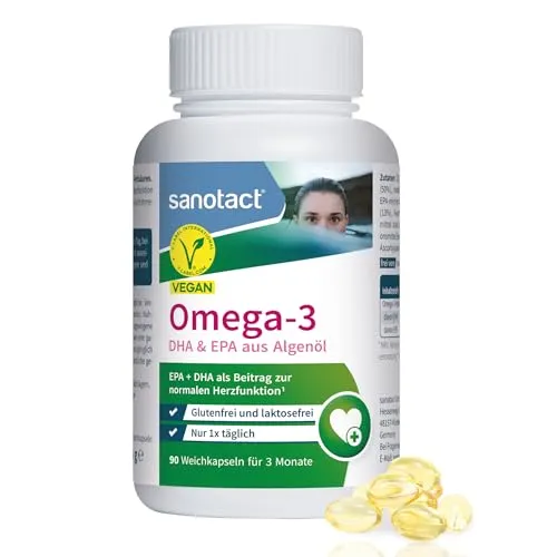 sanotact Omega-3 Vegan – 90 Weichkapseln mit Algenöl