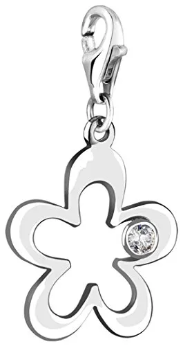 Nenalina Blume Karabiner Charm Anhänger aus 925 Sterling Silber - Clasp Charms für Damen, hochwertiger Charm-Anhänger mit Karabinerhaken, vielseitig kombinierbar für Bettelarmbänder und Ketten, perfektes Geschenk für besondere Anlässe.