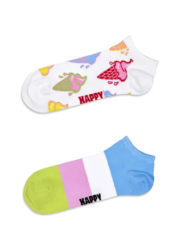 Happy Socks Tagessocke Sneaker Low Ice Cream & Stripe weiss/bunt
