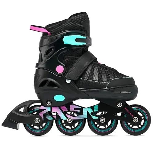 RAVEN Inline Skates Inliner für Kinder und Erwachsene OPTIONAL 2in1 mit Schlittschuhen verstellbar (Oxen Mint/Pink ohne Kufen, 38-42 (25cm-27,5cm))