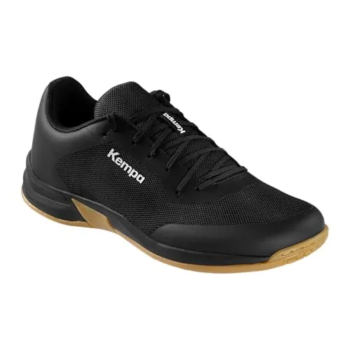 Kempa Hallen-Sport-Schuhe Kourtfly Three Unisex schwarz - Hallenschuhe mit spezieller Gummisohle für perfekten Halt und optimalen Schutz, ideal für schnelle Bewegungen und maximale Stabilität.