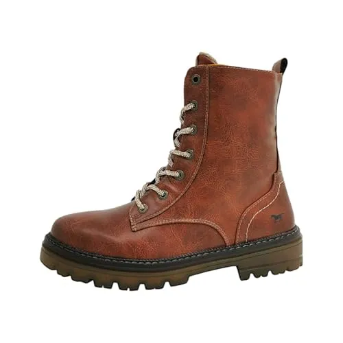 MUSTANG Schnürboots Damen braun 41 - Wanderschuhe mit praktischem Reißverschluss und kuscheligem Kunstfell-Innenfutter für optimalen Komfort. Stylisches Design, ideal für vielseitige Outfits.