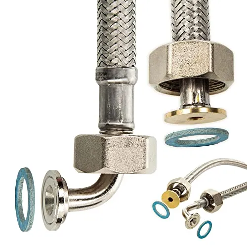 tecuro Flexschlauch Edelstahl-Zulaufschlauch 1,00 m x 3/4 Zoll DN 13 - für Wasch- und Spülmaschinen - DVGW