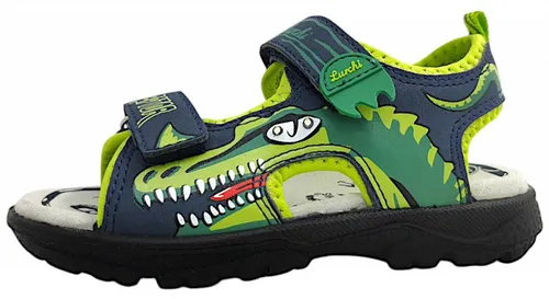 Lurchi 74L1303010 Sandale, Navy, 33 EU Weit - Wanderschuhe mit Dino Applikation und Blinklicht, perfekt für kleine Abenteuer und optimaler WMS Passform.
