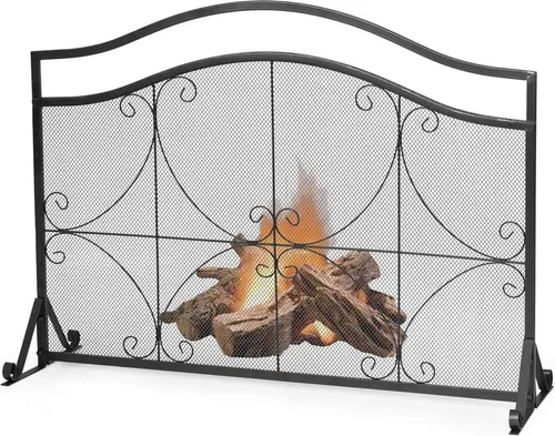 Costway Kaminschutzgitter, Schwarz, Metall, 32x83x112 cm