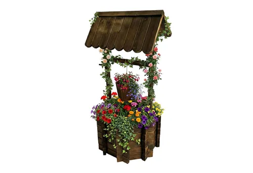 Relaxdays Zierbrunnen Dunkelbraun, Holz, 56x114x56 cm