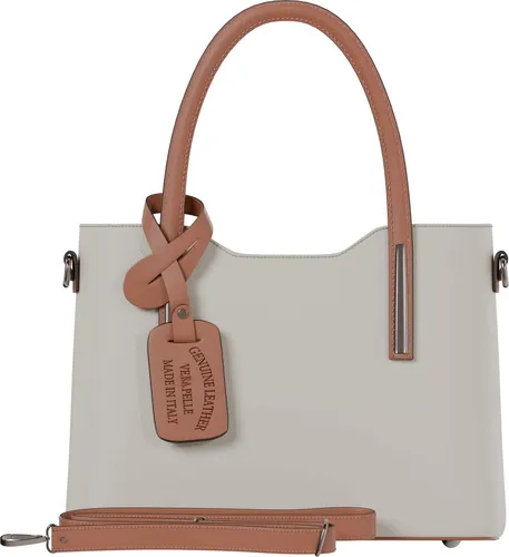 Damen Hand Umhänge Henkel Tasche aus Echt Leder 30637 Beige/Cuoio