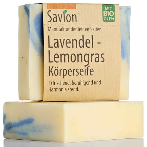 Savion Lavendel-Lemongras Körperseife, Vegan, Palmölfrei, Tierversuchsfrei, 80g