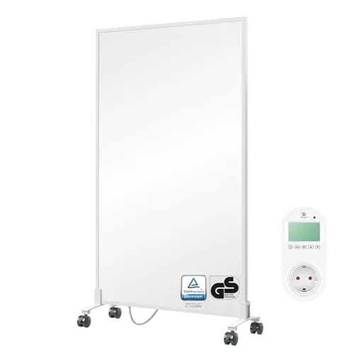 BR Bringer Infrarotheizung Standgerät 800 Watt - Mobile Elektroheizung mit Rollen - Elektroheizkörper mit CarbonCrystal Heizelement für schnelle Wärmeverteilung. Energiesparend und mobil, ideal für Asthmatiker dank staubfreier Wärme.