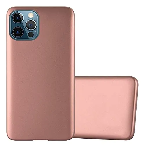 Cadorabo Hülle kompatibel mit Apple iPhone 12/12 PRO Schutzhülle TPU Silikon Case Metallic Design Slim Kratzfest Weiche Gummi mit Rundumschutz Case Hülle für iPhone 12/12 PRO in Rosa