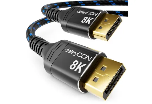 deleyCON deleyCON 1,5m DisplayPort Kabel 1.4 8K@60Hz 4K@165Hz UHD WQHD HDR für Video-Kabel