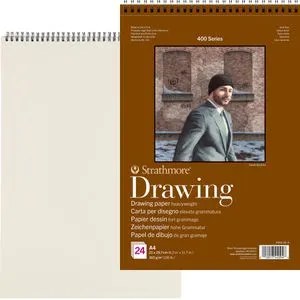 Strathmore Zeichenblock 400 Drawing, A4, 163 g/m², creme, Spiralbindung, gekörnt, 24 Blatt