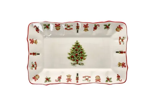 MamboCat Servierplatte Maestro Natale - Rechteckige Keramik Kuchenplatte für Weihnachten - Servierplatte aus feiner Keramik, ideal für weihnachtliche Leckereien. Mit festlichem Dekor und praktischem Rand, der Backwaren an Ort und Stelle hält.