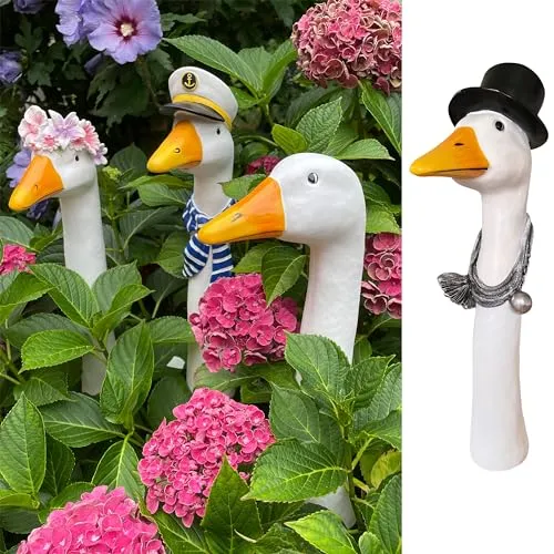 OF Gänsehals Gartenstecker Gans - Höhe 35 bis 38 cm groß - Deko Gartenfiguren für außen (Schornsteinfeger)