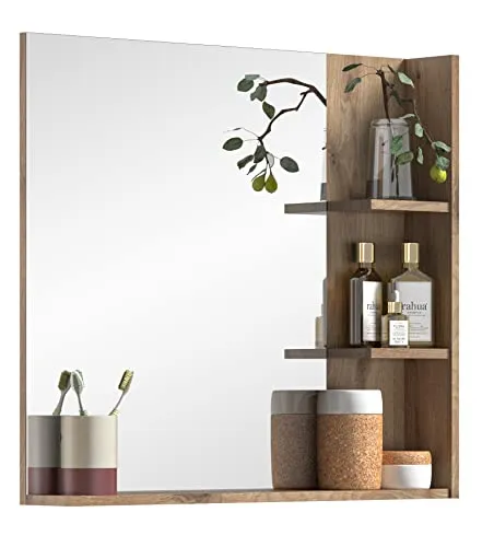 xonox.home X12B8719 Mason Wandspiegel mit Ablage - Dekorative Wandspiegel, zeitloses Design mit praktischer Ablage für zusätzlichen Stauraum im Badezimmer.