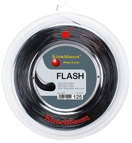 Kirschbaum Tennissaite Flash 200m Rolle - Schwarz, 1.20mm - Die Kirschbaum FLASH Tennissaite bietet dynamische Spieleigenschaften und hohe Haltbarkeit. Ideal für spannende Hybrid-Kreationen. Perfekt für ein variantenreiches Spiel!