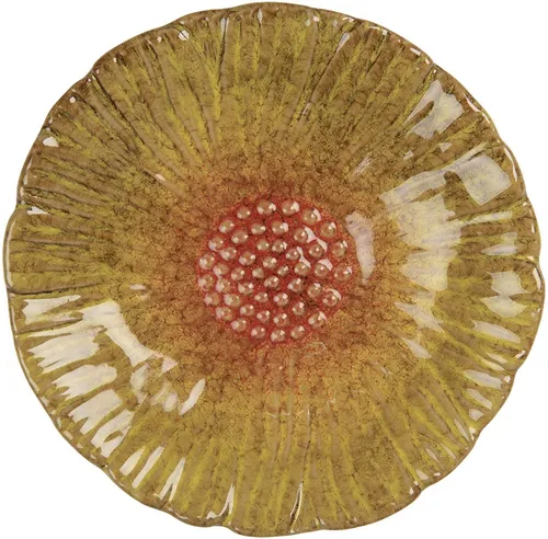 Clayre & Eef 6CE2161 Schale Blume Gelb-Orange Ø 14x3 cm Keramik botanisch