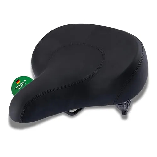 CONTEC Fahrradsattel Majestic City, 267x257 mm, aus High-Density PU Schaum und Heavy-Duty Springfederung, Stoßdämpfend, inkl. Skala, Ergonomischer Fahrrad Sattel für Herren & Damen, schwarz