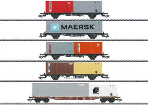 Märklin H0 47680-04 Container Tragwagen DB 2-achsig - Güterwagen im Maßstab 1:87, ideal für Modelleisenbahnanlagen. Neu und originalverpackt, perfekt für den Transport von Containern in der Epoche IV.