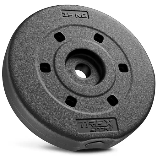 TREX SPORT Hantelscheibe 15 kg | Kunststoff Gewichtsscheibe 1 x 15kg 27mm