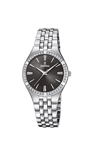 Festina Mademoiselle F20223-2 Damen Armbanduhr - Elegante Damen-Armbanduhr aus Edelstahl mit 5 ATM Wasserdichtigkeit und stilvollem Ziffernblatt in Anthrazit, ideal für modebewusste Frauen.