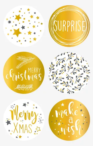 Heyda Sticker Merry Xmas 24 Stück 4 cm Durchmesser Weihnachten Deko Aufkleber