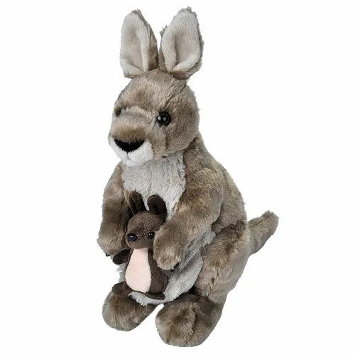 Wild Republic Cuddlekins Känguru 10935 - Kuscheliges Känguru mit Baby 30cm - Dschungel & Steppe, hochwertiges Kuscheltier in Braun-beige-weiß, geprüft nach DIN EN 71, perfekt zum Kuscheln und Spielen.
