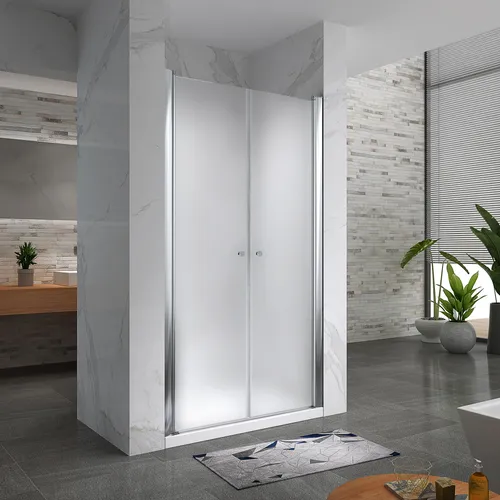 i-flair Duschtür LIMA 68x180 cm - Pendeltüren aus 6mm NANO ESG Glas - Elegante Nischenduschtür aus satiniertem Sicherheitsglas mit flexiblem Justierbereich von 68-72 cm. Optimale Wasserdichtigkeit durch Magnetverschluss und pflegeleichte Nano-Beschichtung für ein modernes Badezimmer.