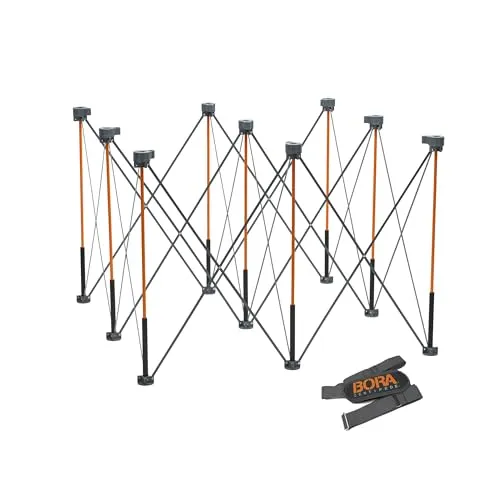 BORA Centipede CT9 Tragbarer Arbeitsständer - Ständer für vielseitige Anwendungen, schnell aufbaubar und mit Tragegurt für einfachen Transport, ideal für Holzbearbeitung und Bauprojekte.