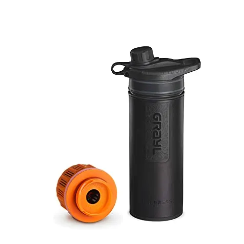 Grayl GeoPress Outdoor- & Reisewasserfilter | für 250L Wasser | Filterkartusche wechselbar | Covert Black mit 1 Ersatzfilter