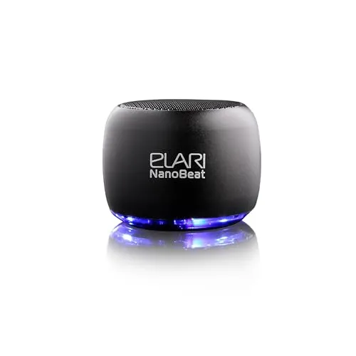 Elari NanoBeat - Tragbarer Mini Bluetooth Lautsprecher mit Mikrofon Bluetooth Box Kabellos Laute Musik, Robustes Metallgehäuse, LED-Licht, 5-Stunden-Spielzeit (Schwarz)
